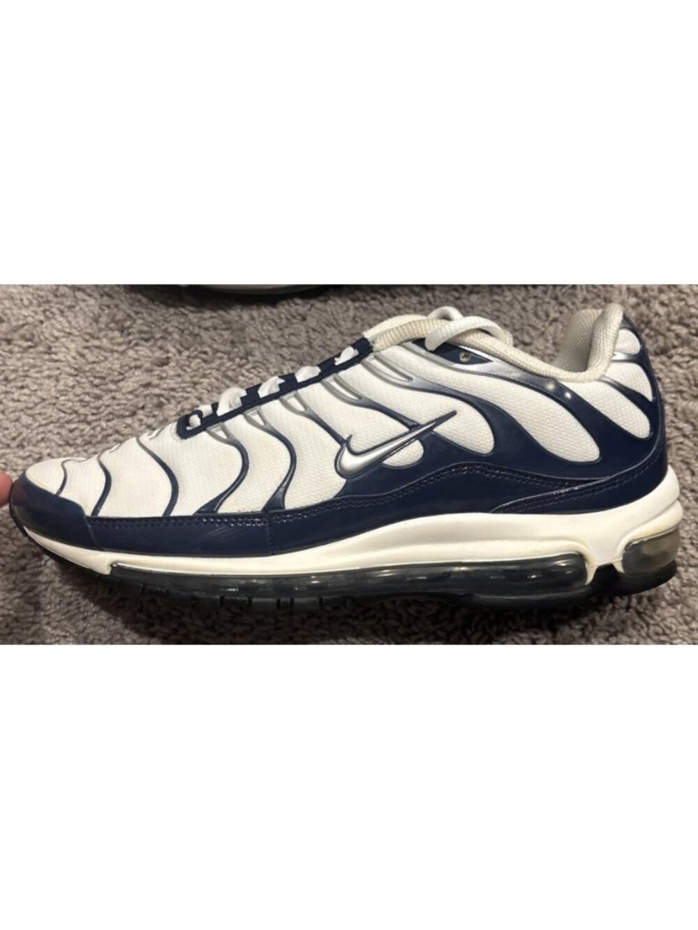 Nike Air Max 97 Plus Shoes Mens Sz 9.5 White Running Low Top Sneakers AH8144-100